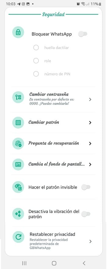 seguridad gbwhatssaApp_plus